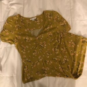 American Eagle Mustard/yellow-green floral dress
